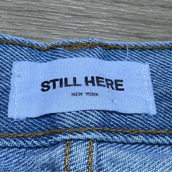 Still Here New York Wool Gingham Tate Denim Straight Mom Jeans Vintage Blue 24 - Picture 10 of 14